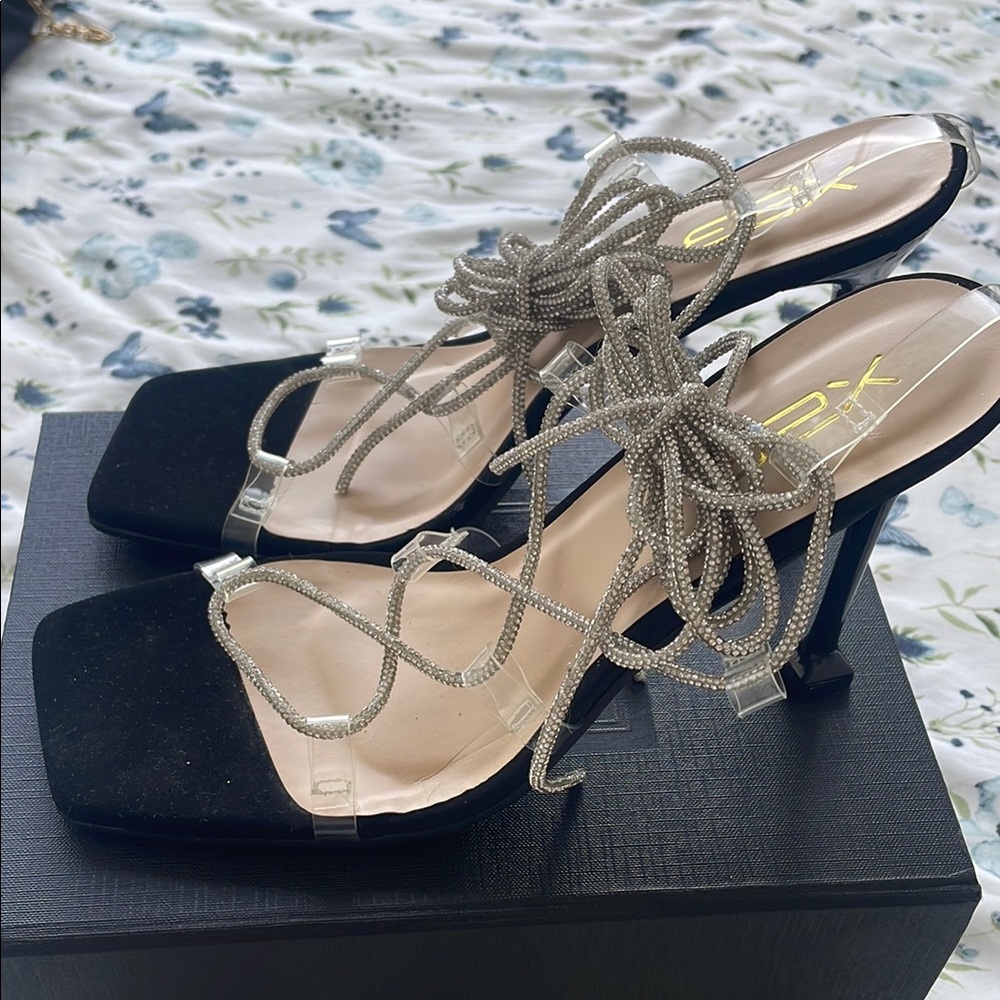 Elegant Black and Silver Women's Heels